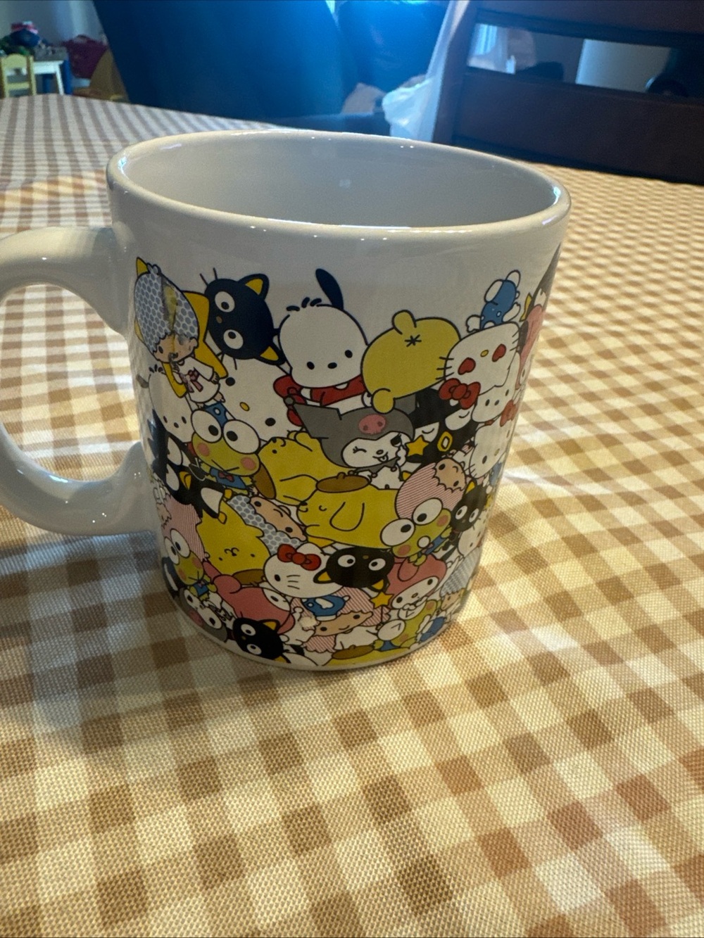Hello kitty Print Ceramic Mug - White with Yellow & Pink Accents